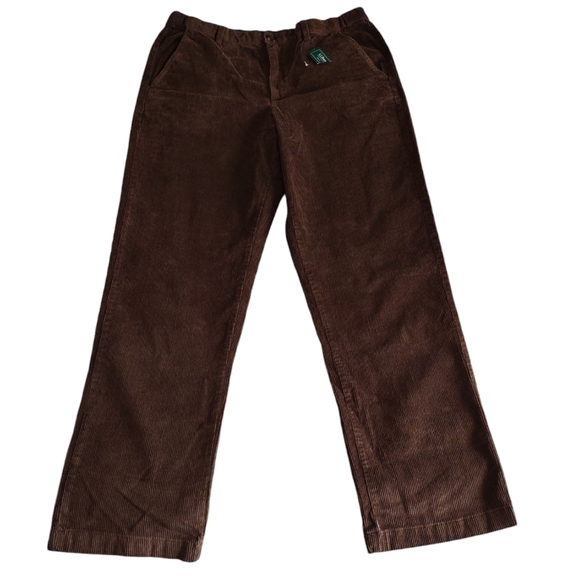 NWT L.L. Bean 35x32 Brown Corduroy Comfort Stretch Waist Sepia Pants - Picture 1 of 15